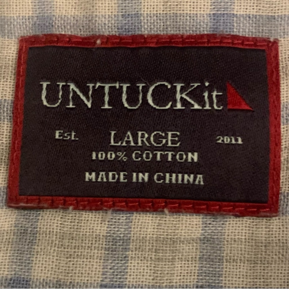 UNTUCKit Men’s Light Blue Plaid Button-Down Shirt - Picture 3 of 6
